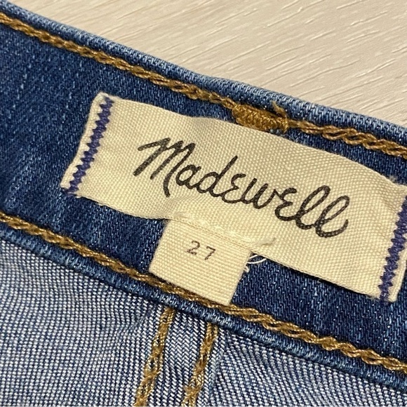 Madewell Roadtripper High Rise Raw Hem Jean Shorts, Medium Wash, Size 27 - Picture 2 of 10
